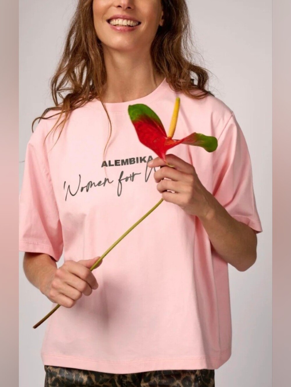 Alembika Women Laganlook art to wear bohemian pink “for Women” Tee - One Size